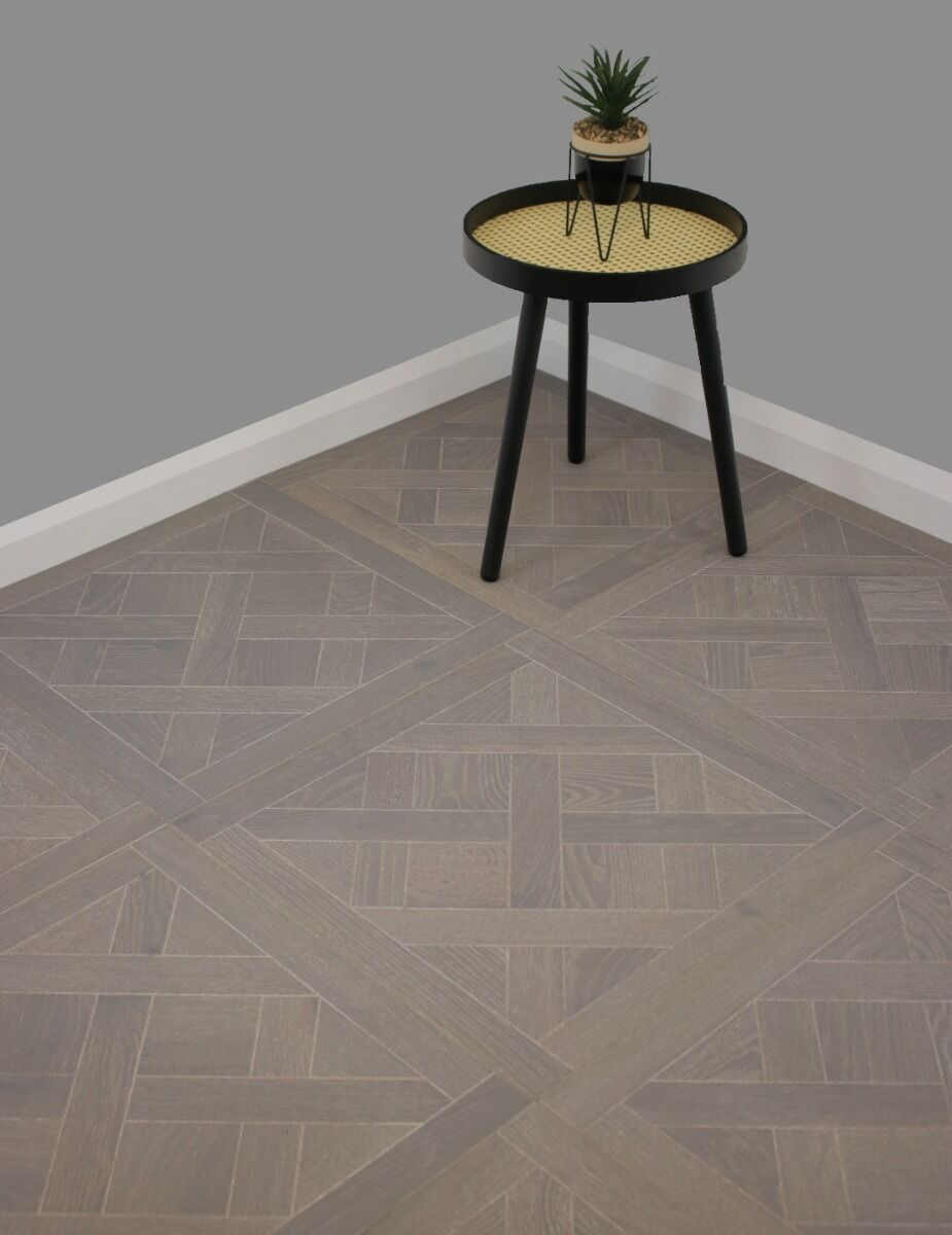Grey Versailles Parquet Oak Flooring installed